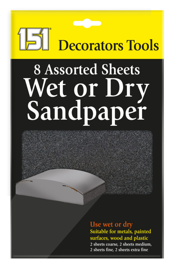 151 Wet or Dry Sandpaper Sheets, Pack of 8