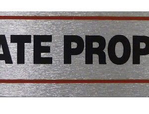 17 x 4cm High-Quality Brushed Metallic Self-Adhesive 'Private Property' Sign