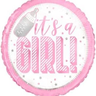 18-Inch Pink Round Foil Balloon for Baby Shower - Unique Party Girl Design