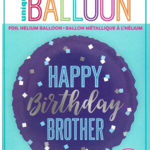 18-inch Round Foil Balloon - Unique Blue 'Happy Birthday Brother'