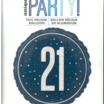 18-Inch Round Foil Balloon - Unique Glitz Blue Number 21