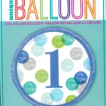 18-Inch Round Foil Balloon with Unique Blue Dots Design, Number 1