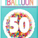18-Inch Round Foil Balloon with Unique Bright Confetti Design - Number 50