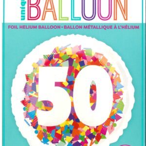 18-Inch Round Foil Balloon with Unique Bright Confetti Design - Number 50