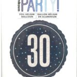 18'' Round Blue Foil Balloon with Unique Glitz Number 30 Design