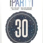 18'' Round Blue Foil Balloon with Unique Glitz Number 30 Design