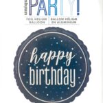 18" Round Foil Balloon - Unique Blue Happy Birthday