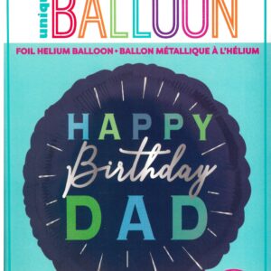 18'' Round Foil Balloon - Unique Blue 'Happy Birthday Dad'