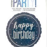 18" Round Foil Balloon - Unique Blue Happy Birthday