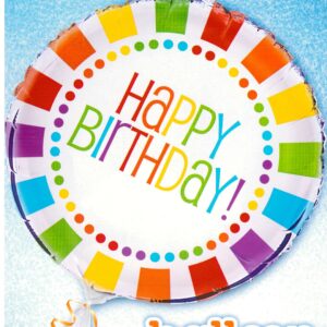 18" Round Foil Balloon - Unique Rainbow Happy Birthday Design