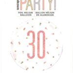 18'' Round Foil Balloon with Rose Gold Glitz '30' Design - Unique Birthday Decoration