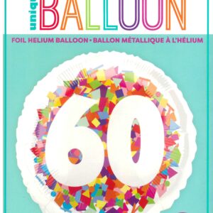 18'' Round Foil Balloon with Unique Bright Confetti and Number 60 Design