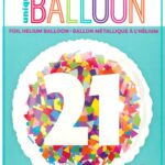 18'' Round Foil Balloon with Unique Bright Confetti Design - Number 21