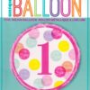 18'' Round Foil Balloon with Unique Pink Dots Design, Number 1