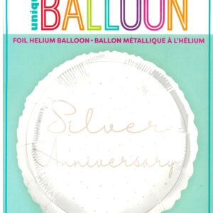 18" Silver Anniversary Round Foil Balloon - Unique Design