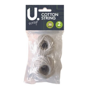 **2 x 30 Metres Pack**: This indicates that the product includes two rolls or bundles of cotton ball string, each measuring 30 meters in length