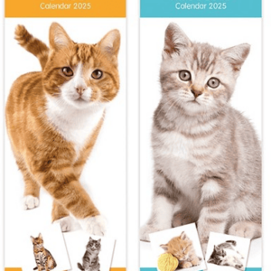 2025 Extra Slim Calendar Featuring Dogs, Cats, Kittens, and Puppies