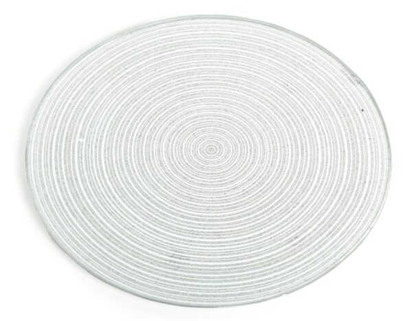 20CM Circular Silver Glitter Glass Candle Plate Holder