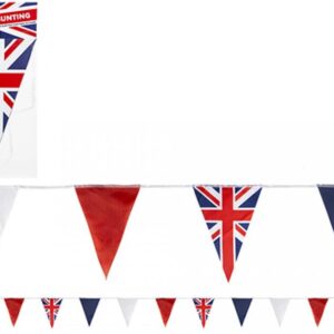 20ft Triangle Union Jack Flag Bunting with 10 Fabric Flags