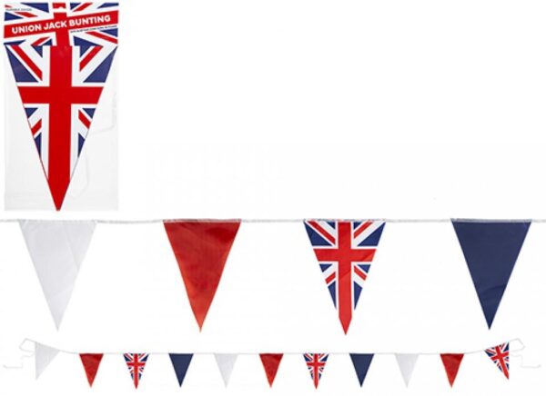 20ft Triangle Union Jack Flag Bunting with 10 Fabric Flags