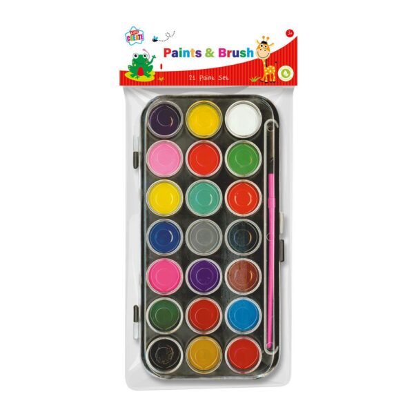 21-Color Paint Palette and Brush Set for Kids