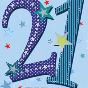 21st Birthday Card for Him - Star Design