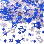 21st Birthday or Wedding Anniversary Blue and Silver Star Table Confetti