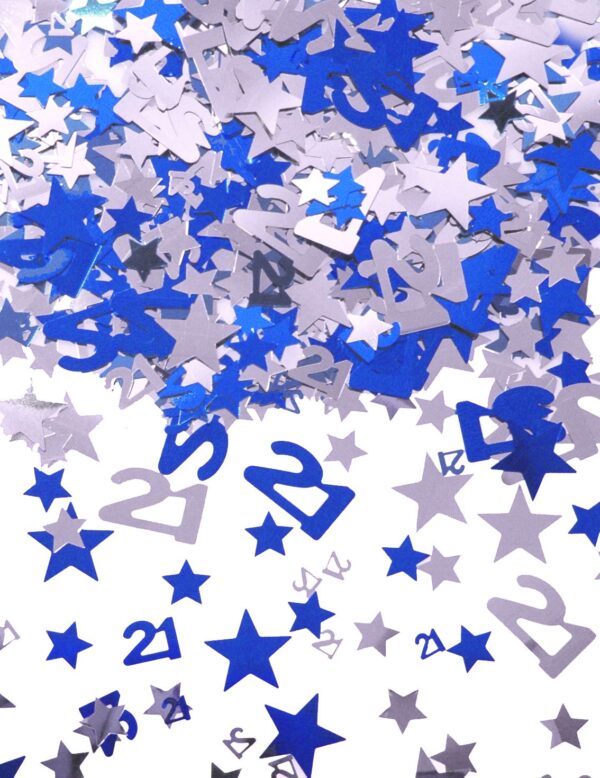 21st Birthday or Wedding Anniversary Blue and Silver Star Table Confetti
