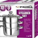22CM Euro Steamer Set with Glass Lid and Encapsulated Bottom - 3 Pieces