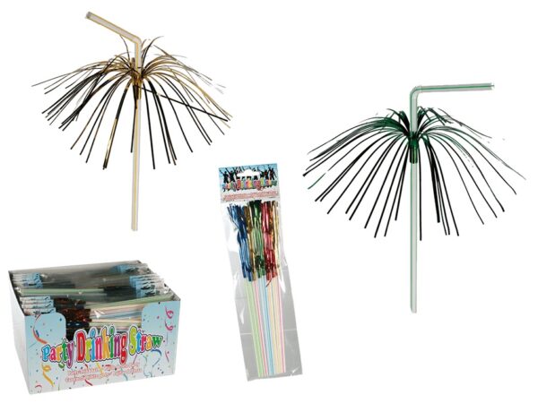 24CM Glitter Strip Plastic Party Drinking Straw