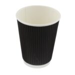 25-Pack Black Kraft Ripple Double Wall Hot Drink Cups (453ml / 16oz)