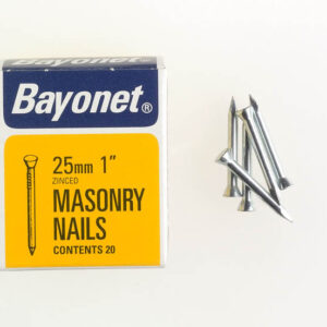 25mm Zinc Plated Bayonet Masonry Nails, Pack of 36