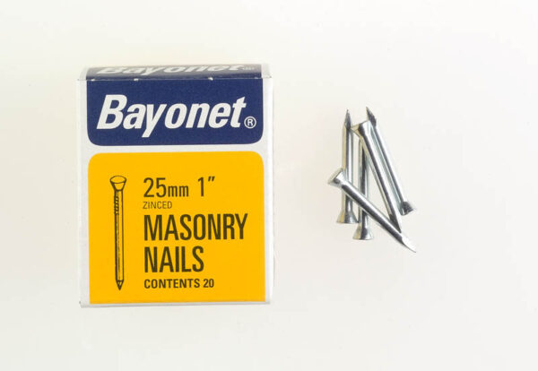 25mm Zinc Plated Bayonet Masonry Nails, Pack of 36