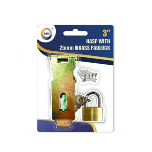 3-Inch Hasp with 25mm Brass Padlock