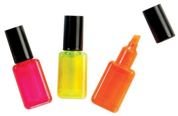 3-Pack Novelty Highlighter Pens Shaped Like Nail Polish Bottles