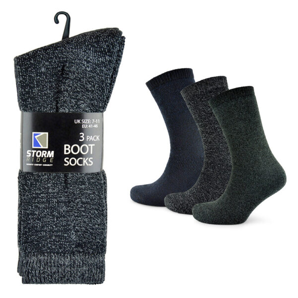 3-Pack of Men's Cotton Blend Boot Socks