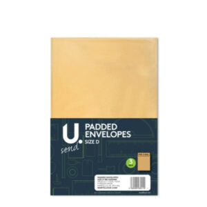 **3 Pack Size D**: This indicates that the product is a pack of three envelopes, and "Size D" refers to the dimensions or size category of these envelopes