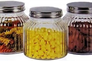 3-Piece Glass Cannister Set with Metal Lids