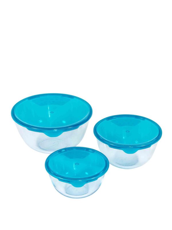 3-Piece Pyrex Prep & Store Bowl Set with Lids - 0.5L, 1.0L, 2.0L