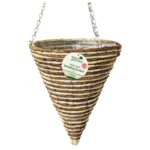 30CM/12 INCH KINGFISHER ROPE CONE HANGING BASKET WITH LINING