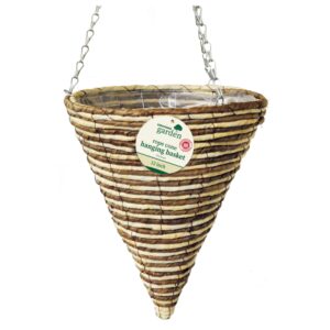 30CM/12 INCH KINGFISHER ROPE CONE HANGING BASKET WITH LINING