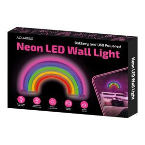 30CM X 16CM RAINBOW NEON LED WALL LIGHT - BATTERY OR USB POWERED