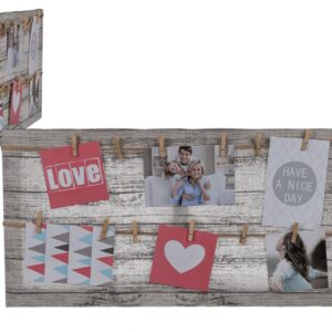 30CM X 60CM Wood-Effect Canvas Photo Frame with 12 Mini Pegs