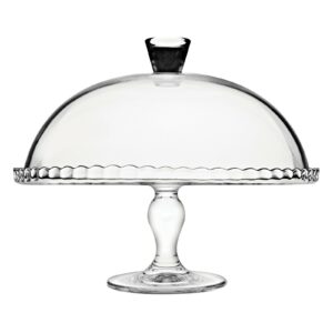 32CM PASABAHCE GLASS CAKE STAND WITH DOME COVER