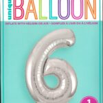 34-Inch Silver Glitz Number 6 Round Foil Balloon for Birthdays - Unique Design