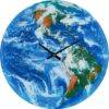 35CM EARTH DESIGN GLASS WALL CLOCK