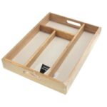 4-Compartment Rubberwood Cutlery Organizer Tray