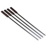 4-Piece BBQ Skewer Set with Black Wood Handles