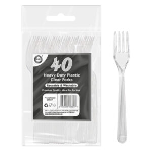 40-Pack of Premium Durable Reusable Clear Plastic Forks