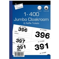 400 Large Cloakroom Raffle Tickets